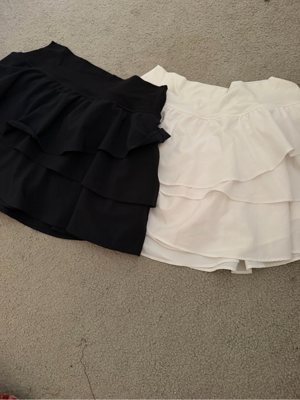 aerie Black and White Layered Ruffle Mini Skirts